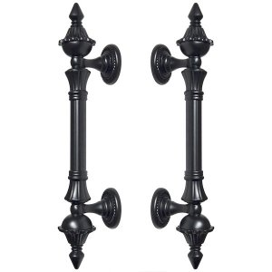Puxador Duplo Classic 260mm Preto Fosco Porta Pivotante Correr Passagem Madeira Vidro Rustico