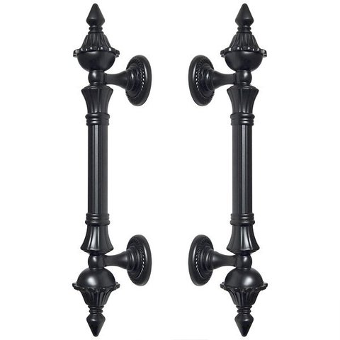 Puxador Duplo Classic 260mm Preto Fosco Porta Pivotante Correr Passagem Madeira Vidro Rustico