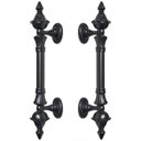 Ver imagem 1 de Puxador Duplo Classic 260mm Preto Fosco Porta Pivotante Correr Passagem Madeira Vidro Rustico