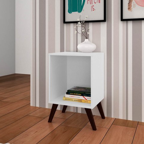 Mesa de Cabeceira 40 X 57 Cm Pés Palito Mdp Branco - Clicklar