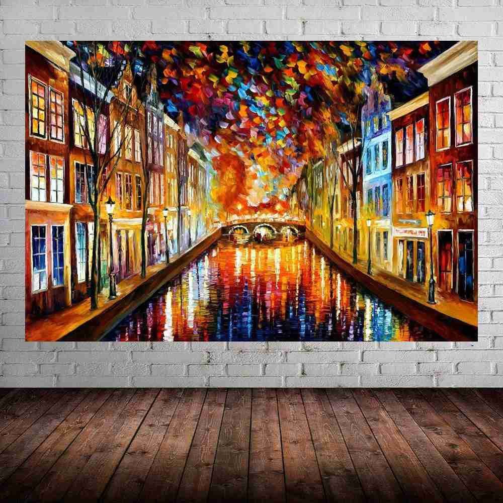 Quadro Pintura Tela Cidade Paisagem Urbana 4011 60cm A X 100cm L Madeiramadeira 4927