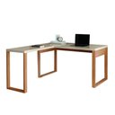 Ver imagem 4 de Mesa de Escritório Home Office em L Industrial 100% MDF Cor:Off White com Freijó;Profundidades:157