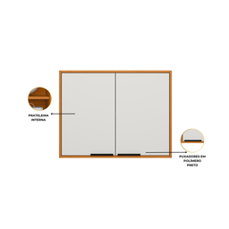 Armário Suspenso 2 Portas 1 Prateleira 80cm Ravena - Freijó Uv/off Acetinado Poliman - 2