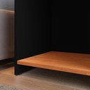 Ver imagem 4 de Conjunto 2 Mesinhas Lateral Cama Mesa Cabeceira Prateleira Suspensa -Preto/Cinamomo- RPM Móveis