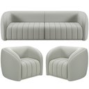 Ver imagem 1 de Kit Sofá 4 Lugares para Sala 252cm com 02 Poltronas Lazio M03 Veludo Creme - Lyam Decor