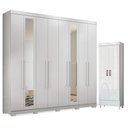 Ver imagem 1 de Guarda Roupa Casal Master New 8 Portas de Bater 4 Gavetas MDP com Espelho Armário Multiuso Fit