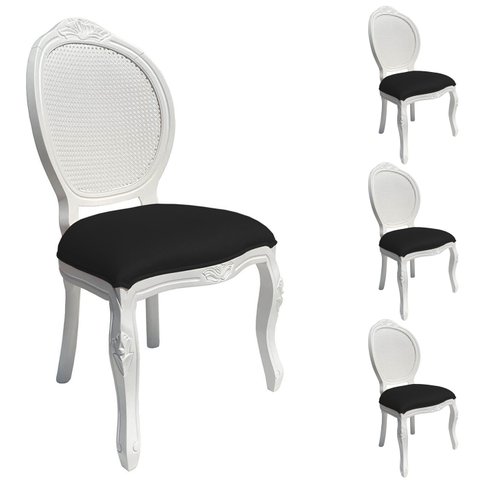 4 Cadeira Medalhão Madeira Entalhada com Tela Telinha Palhinha Poltrona Natural Provençal Indiana de