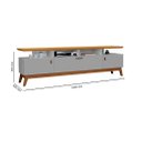 Ver imagem 2 de Rack ABS 1.80m Estilo Retrô Com Pés em Madeira e Puxadores em Couro Para TV Até 70'' 3 Portas Cor Na