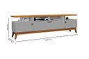 Ver imagem 2 de Rack ABS 1.80m Estilo Retrô Com Pés em Madeira e Puxadores em Couro Para TV Até 70'' 3 Portas Cor Na