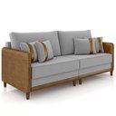 Ver imagem 2 de Sofá 3 Lugares Sala de Estar Living 212cm Asbury K01 Veludo Cinza Claro Couríssimo Camel- Lyam