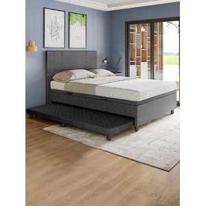 Base Box Casal com Cama Auxiliar Linho Preto - Skybox