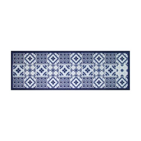 Passadeira de Cozinha Azulejo 140x44cm - Uzoo Passadeira Cozinha 140x44cm Azulejo Azul S19_222-01j