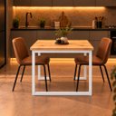 Ver imagem 3 de Mesa de Jantar Reforçada Industrial 140x60cm Tampo Bege Pés Branco