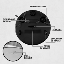 Aspirador de Pó Robô Redondo Inteligente - Branco - 7