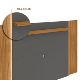 Painel Para TV Quarto 60 Polegadas Com LED Extensível 180 E 199cm Nature Chumbo Pequi Shop JM - 3