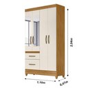 Ver imagem 4 de Guarda Roupa Moval 4 Portas 2 Gavetas com Espelho 110cm Off White Madri