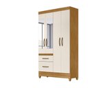 Ver imagem 3 de Guarda Roupa Moval 4 Portas 2 Gavetas com Espelho 110cm Off White Madri