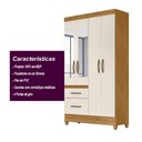 Ver imagem 7 de Guarda Roupa Moval 4 Portas 2 Gavetas com Espelho 110cm Off White Madri