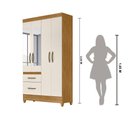 Ver imagem 6 de Guarda Roupa Moval 4 Portas 2 Gavetas com Espelho 110cm Off White Madri
