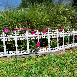 Kit 1 Metro Cerca Decorativa Plástica Estilo Ferro Fundido Grande Lançamento Jardim - Branca - 3