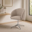 Ver imagem 3 de Poltrona Decorativa Atena Base Giratória Alumínio Lisa: Linho Bege