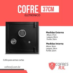 Cofre Eletrônico Para Armas curtas - 37cm Embutir Aprovado EB - RJL037 Cofres RJL RJL037E - 1