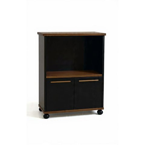 Balcão para Microondas Armário Multiuso Madu Feito em Mdf Preto / Freijó