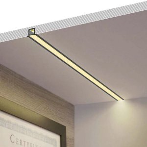 Perfil Alumínio Embutir P/ Led 200cm Preto 200cm