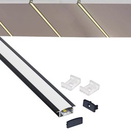 Perfil Alumínio Embutir P/ Led 200cm Preto 200cm - 2