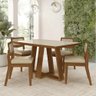 Conjunto Mesa Lins 4 Cadeiras Sextavada Freijó/off/corino Bege - M.a Freijó/off Premium/corino - 1