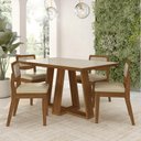 Ver imagem 1 de Conjunto Mesa Lins 4 Cadeiras Sextavada Freijó/off/corino Bege - M.a Freijó/off Premium/corino