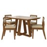 Conjunto Mesa Lins 4 Cadeiras Sextavada Freijó/off/corino Bege - M.a Freijó/off Premium/corino - 2