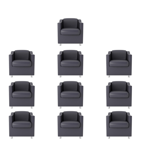 Kit 10 Poltronas Bia Decorativa Reforçada Recepção Clínica Salão Sala de Estar Courino:cinza