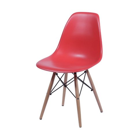 Cadeira Charles Eames Eiffel Dkr Base Madeira:vermelha