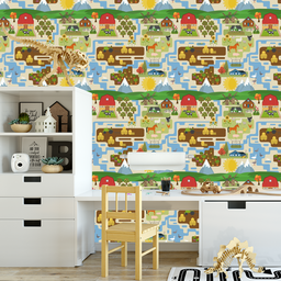 Papel de Parede Adesivo Fazenda Farm Rural Animais Bebê 15m - 4