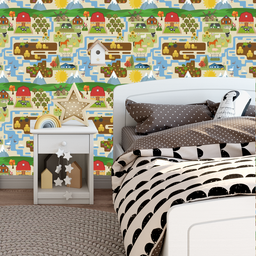 Papel de Parede Adesivo Fazenda Farm Rural Animais Bebê 15m - 2