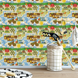 Papel de Parede Adesivo Fazenda Farm Rural Animais Bebê 15m - 5