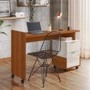 Ver imagem 3 de Mesa para Escritório Estudos 2 Gavetas 138cm Alessa M1 Lukaliam Jequitiba/off White