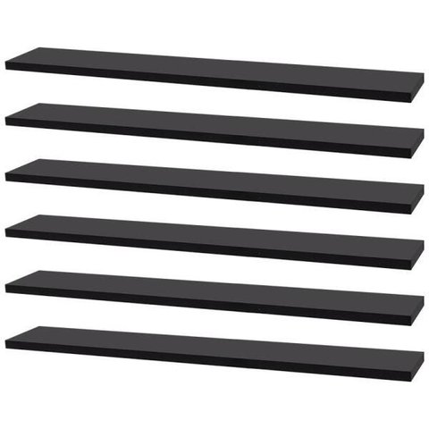 Kit 6 Prateleiras 70 x 10cm Preta Suporte Invisível