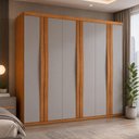 Ver imagem 1 de Guarda-Roupa Casal 100% MDF com 6 Portas e 6 Gavetas 273cm Multimóveis CR35530 Madeirado/Off White