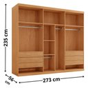 Ver imagem 4 de Guarda-Roupa Casal 100% MDF com 6 Portas e 6 Gavetas 273cm Multimóveis CR35530 Madeirado/Off White