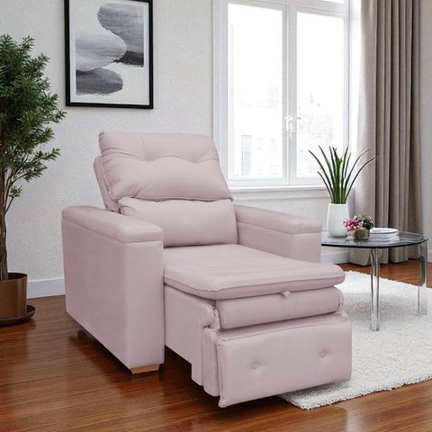 Poltrona do Papai Confortável Retrátil Reclinável Suede Srj:rosê