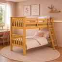 Ver imagem 1 de Beliche Madeira Maciça com Escada 721LA Rústica para Quarto Solteiro Caramelo Acetinado Piratini