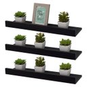 Ver imagem 2 de Kit 3 Prateleiras Porta Quadros 100 x 10cm Preta Suporte Invisível