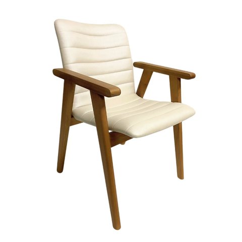 Cadeira Jantar Madeira Jaque com Braço Cor Off White