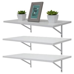 Kit 3 Prateleiras 100 x 30cm Branca Com Mão Francesa