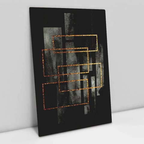 Quadro Decorativo Abstrato Moderno TACOLADO PAPEL DE PAREDE Moldura Madeira 90 x 60cm