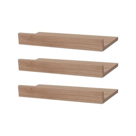 Kit 3 Prateleiras Porta Quadros 40 x 10cm Carvalho Suporte Invisível