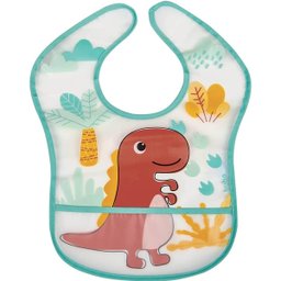 Babador Impermeável com Bolso Cata Migalhas para Bebê Buba Dinossauro Colorido - 1