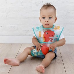 Babador Impermeável com Bolso Cata Migalhas para Bebê Buba Dinossauro Colorido - 4